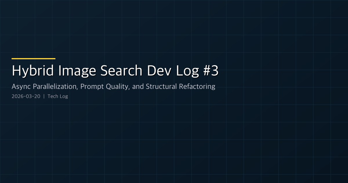 Hybrid Image Search Dev Log #3 — Async Parallelization, Prompt Quality, and Structural Refactoring
