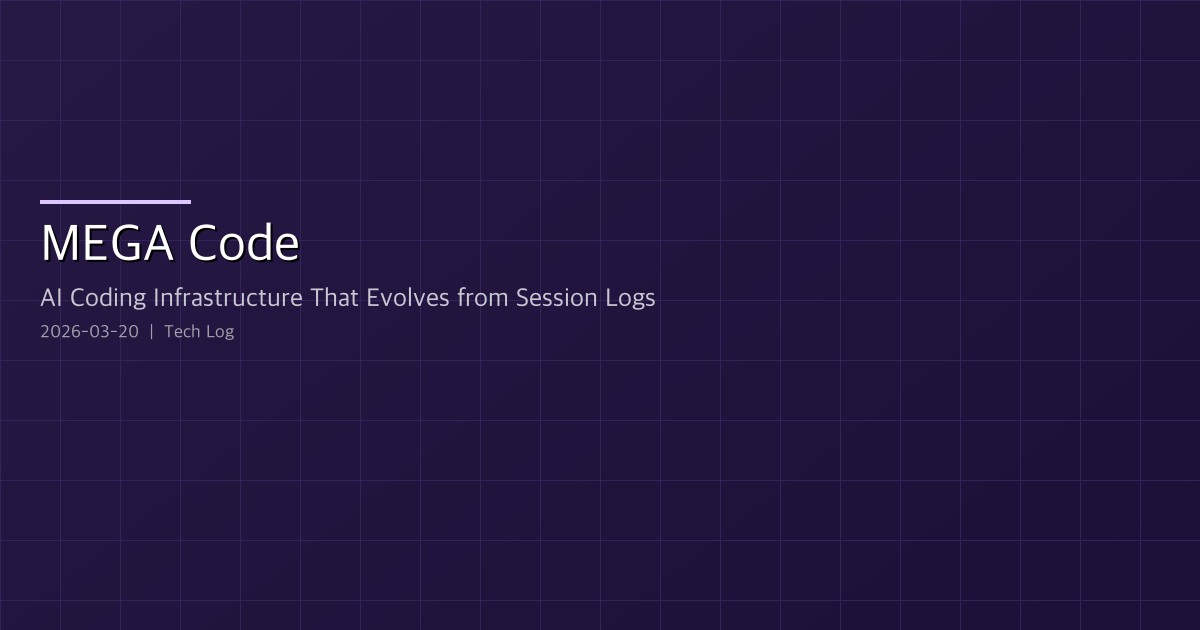 MEGA Code — AI Coding Infrastructure That Evolves from Session Logs