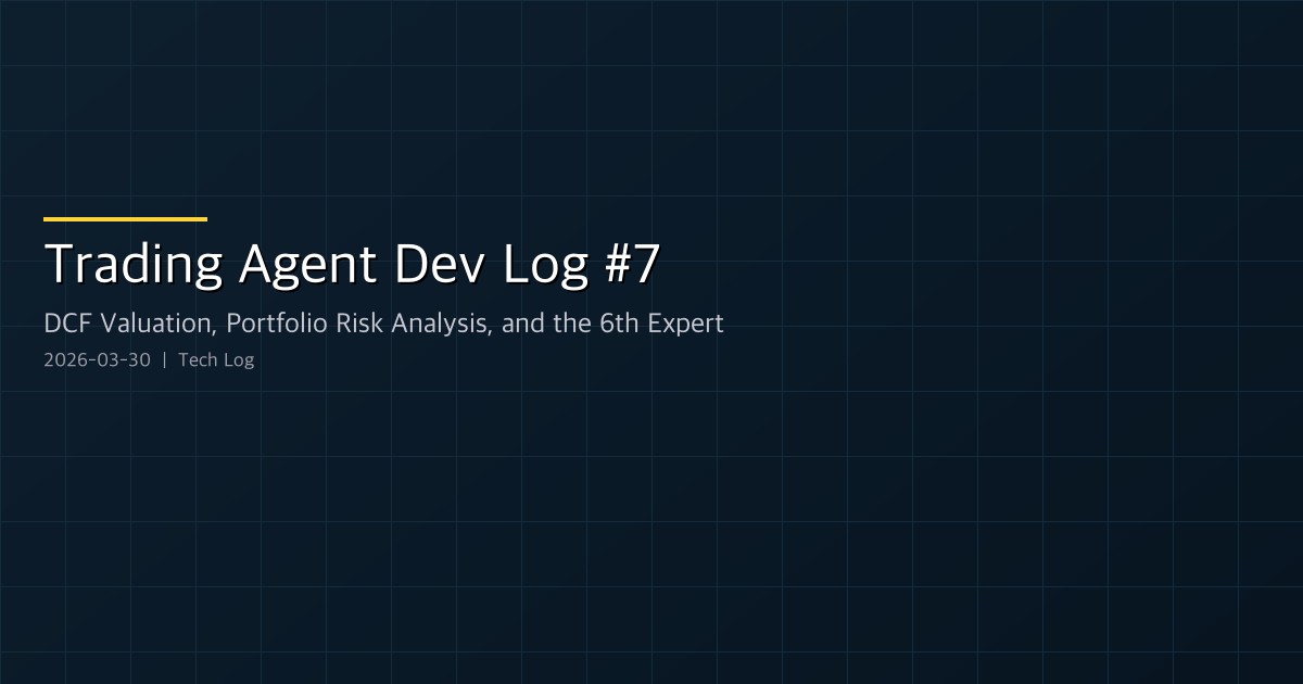 Trading Agent Dev Log #7 — DCF Valuation, Portfolio Risk Analysis, and the 6th Expert