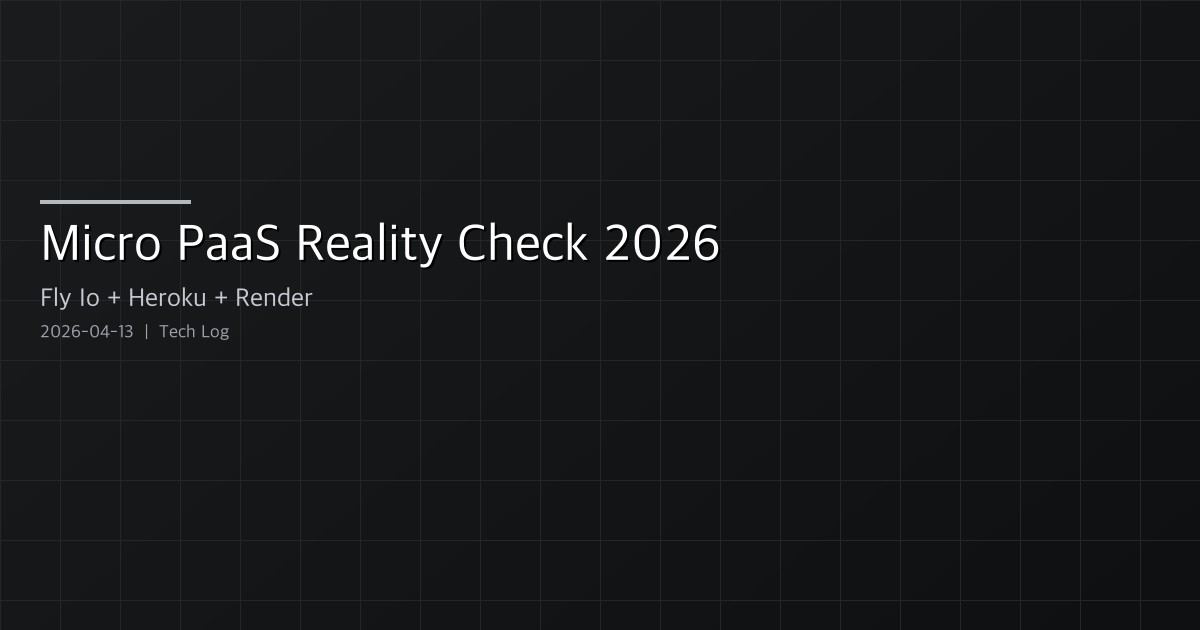 Micro-PaaS Reality Check 2026 — Fly.io, Heroku, and Render