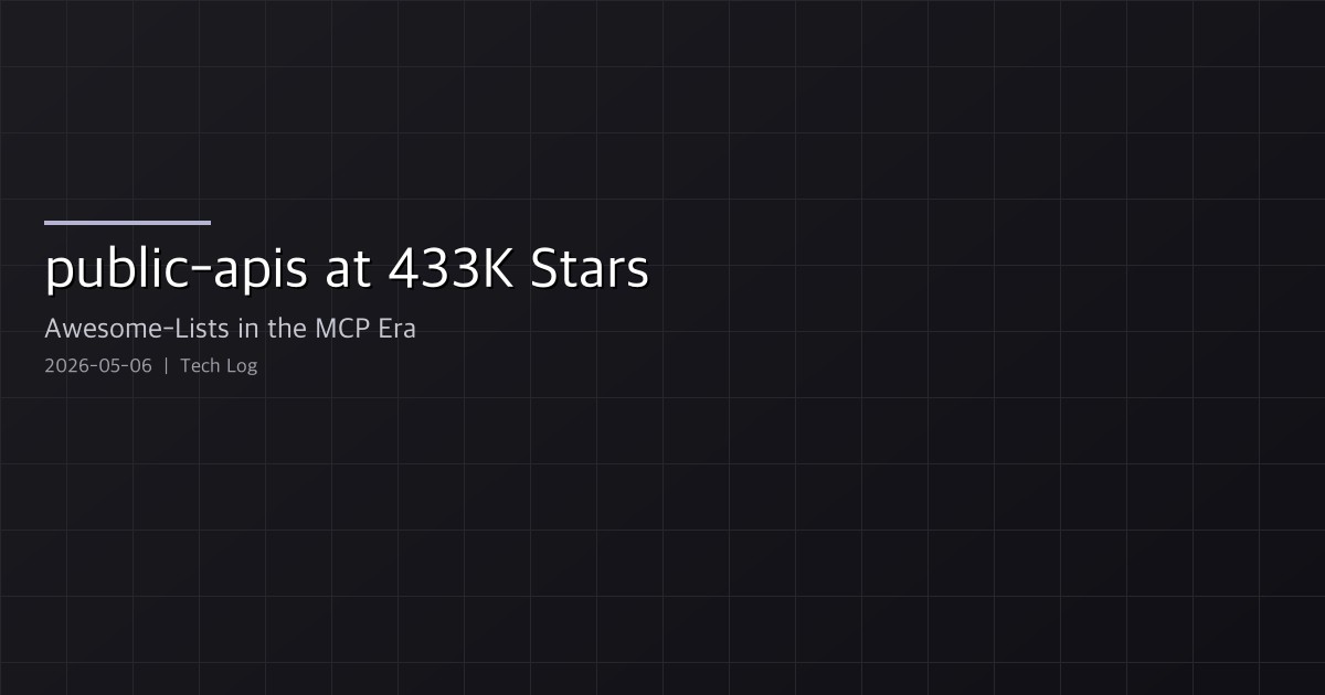 public-apis at 433K Stars — Why an Awesome-List Classic Is Trending Again in the MCP Era