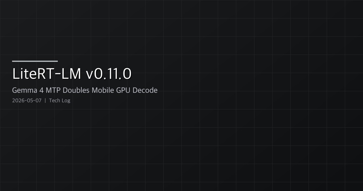 Featured image of post LiteRT-LM v0.11.0 — Gemma 4 MTP Doubles Mobile GPU Decode, Windows Goes Native