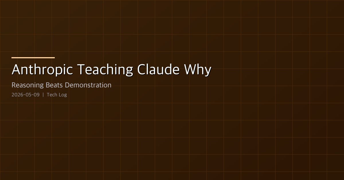 Anthropic's Teaching Claude Why — Reasoning Beats Demonstration, Blackmail Drops to 0%
