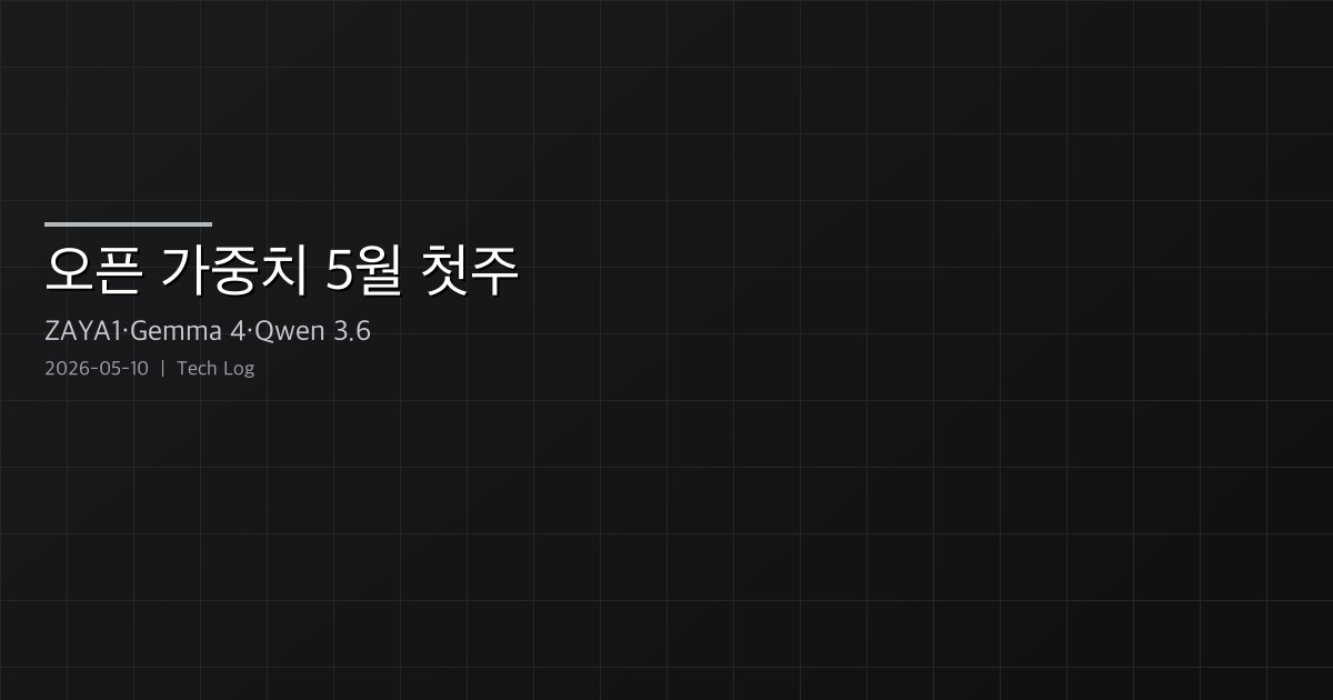 오픈 가중치 모델 5월 첫주 — Zyphra ZAYA1, Gemma 4 26B A4B, Qwen 3.6 35B A3B