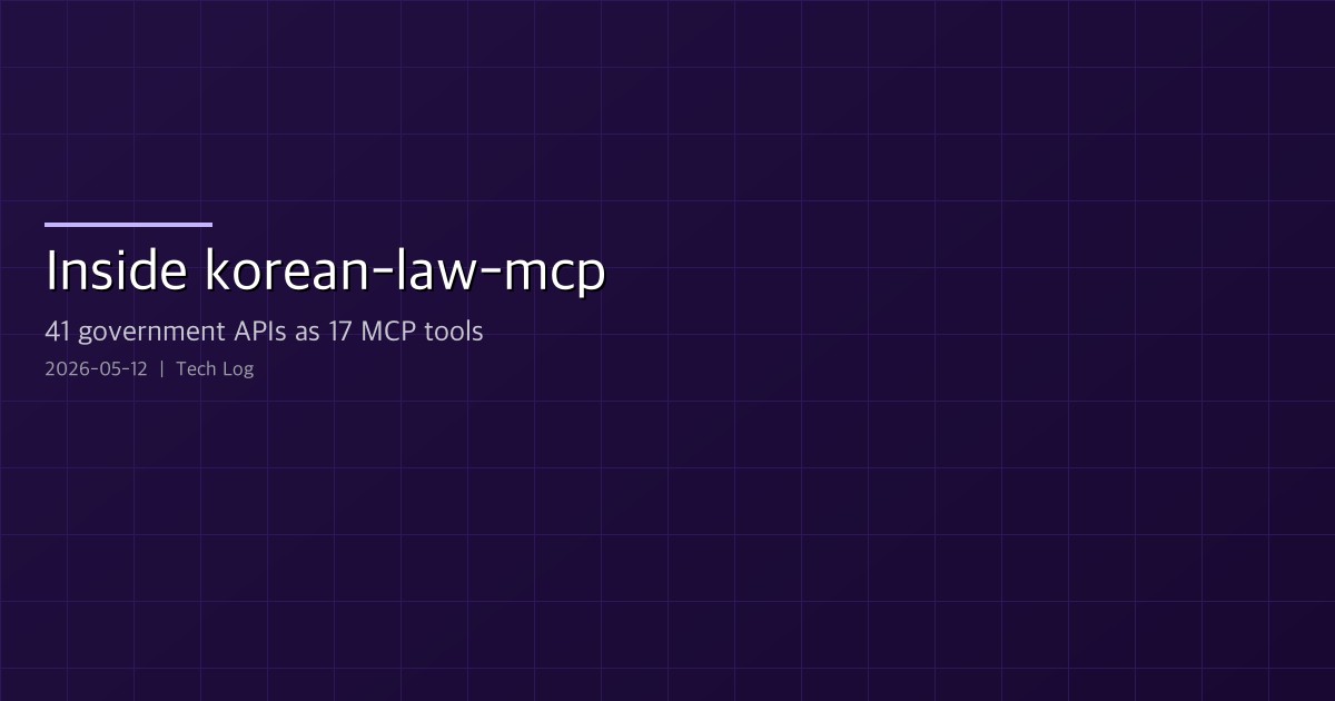 Inside korean-law-mcp — folding 41 government APIs into 17 MCP tools
