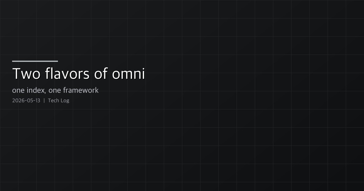 Two flavors of omni — one index to retrieve with, one framework to generate with