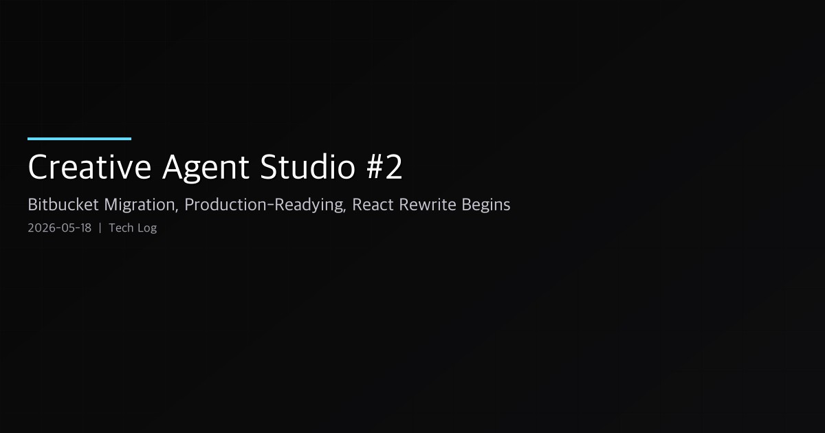 Creative Agent Studio #2 — Bitbucket Migration, Production-Readying, and the React Rewrite Begins