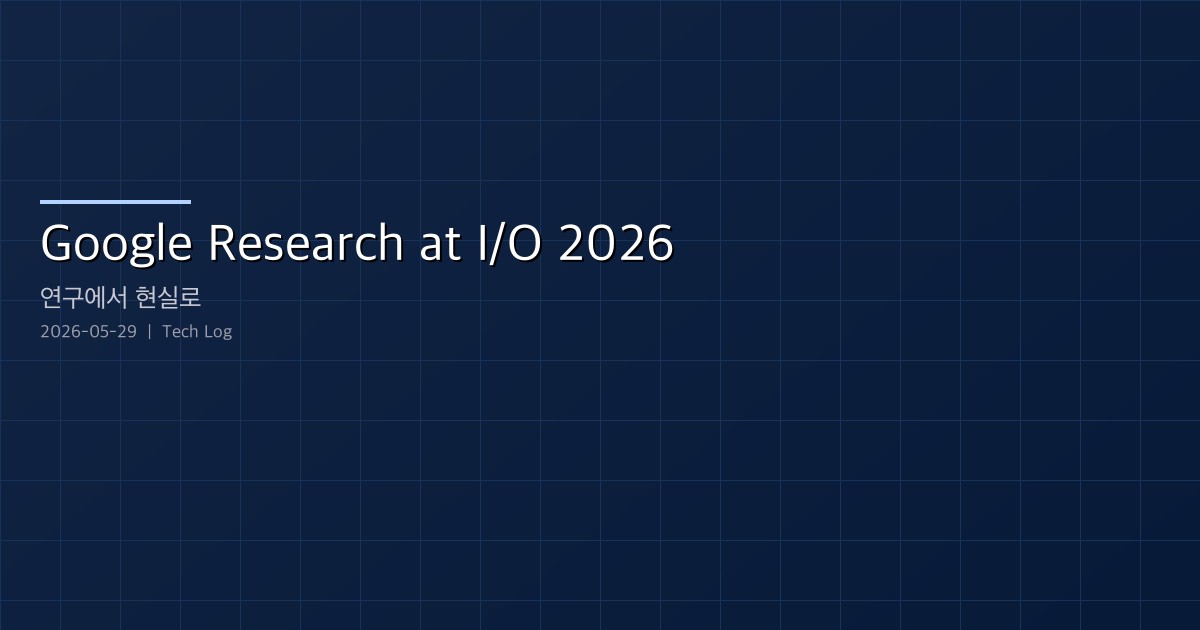Featured image of post Google Research at I/O 2026 — 연구에서 현실로 이어지는 매직 사이클의 가속
